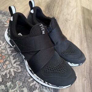 TIEM Slipstream Indoor Cycling Shoes Women 6 Black Geometric SPD Cleats Spin Gym